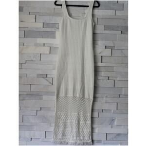 HOUSE OF HARLOW 1960 White Mesh Maxi Body-can Crochet Tank Dress Coverup